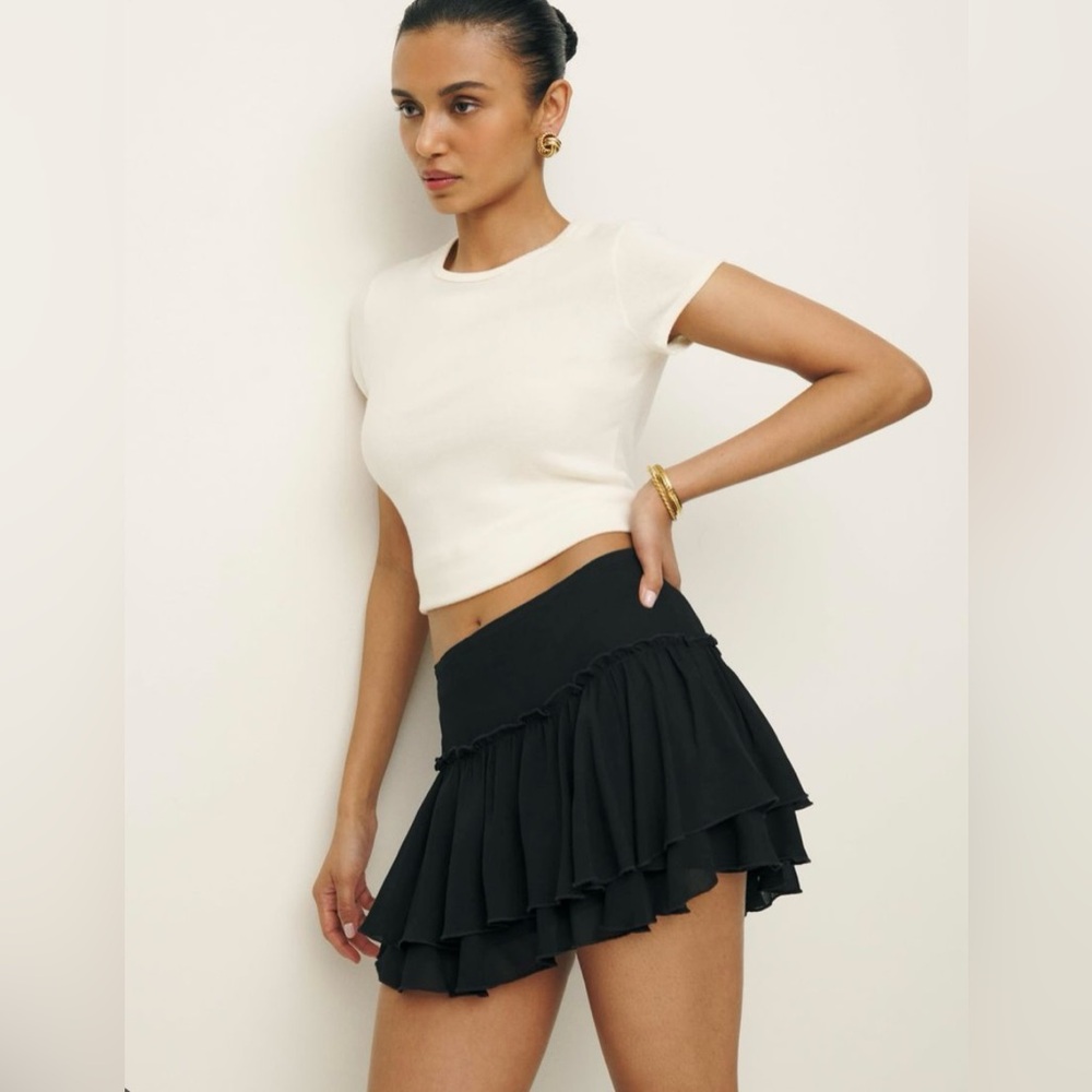 Reformation Adina low rise black mini skirt